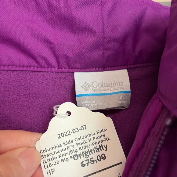 Columbia Kids Starchaser Peak Size XL 18-20 Big Kids Plum Insulated Ski Pants - Picture 6 of 6